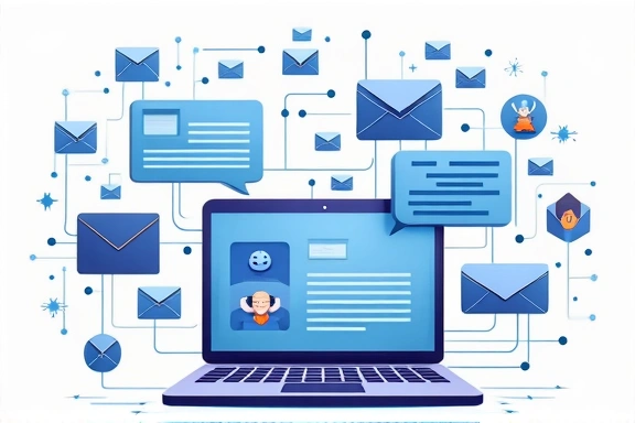Illustration of electronic communication, emails, and online messages